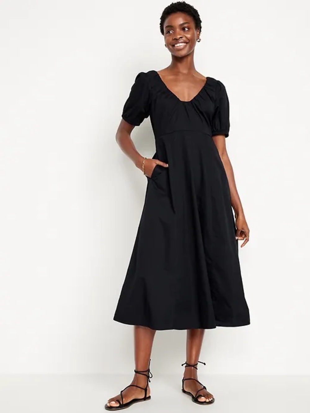 Old Navy Puff-Sleeve Midi Swing Dress in Tall